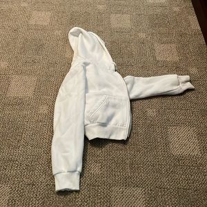 White cropped zip up hoodie